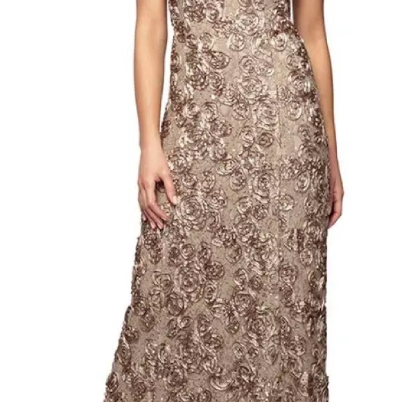 Alex Evenings Dresses & Skirts - Alex Evenings Long Rosette Lace Maxi Gown,
Color Tan, Size 16
